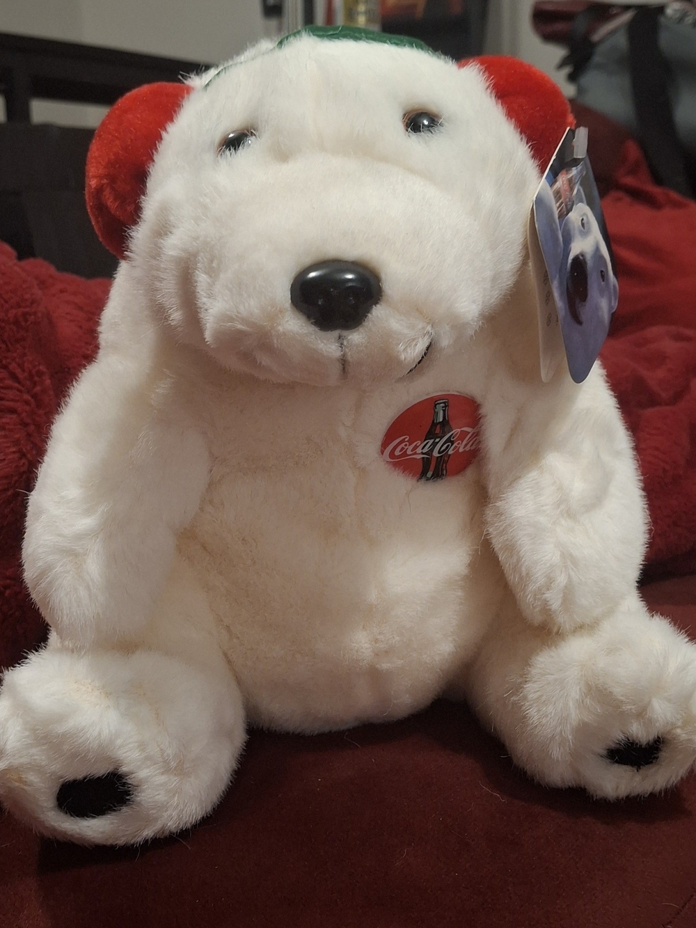 Coca Cola Plush Polar Bear - White with Red Ears